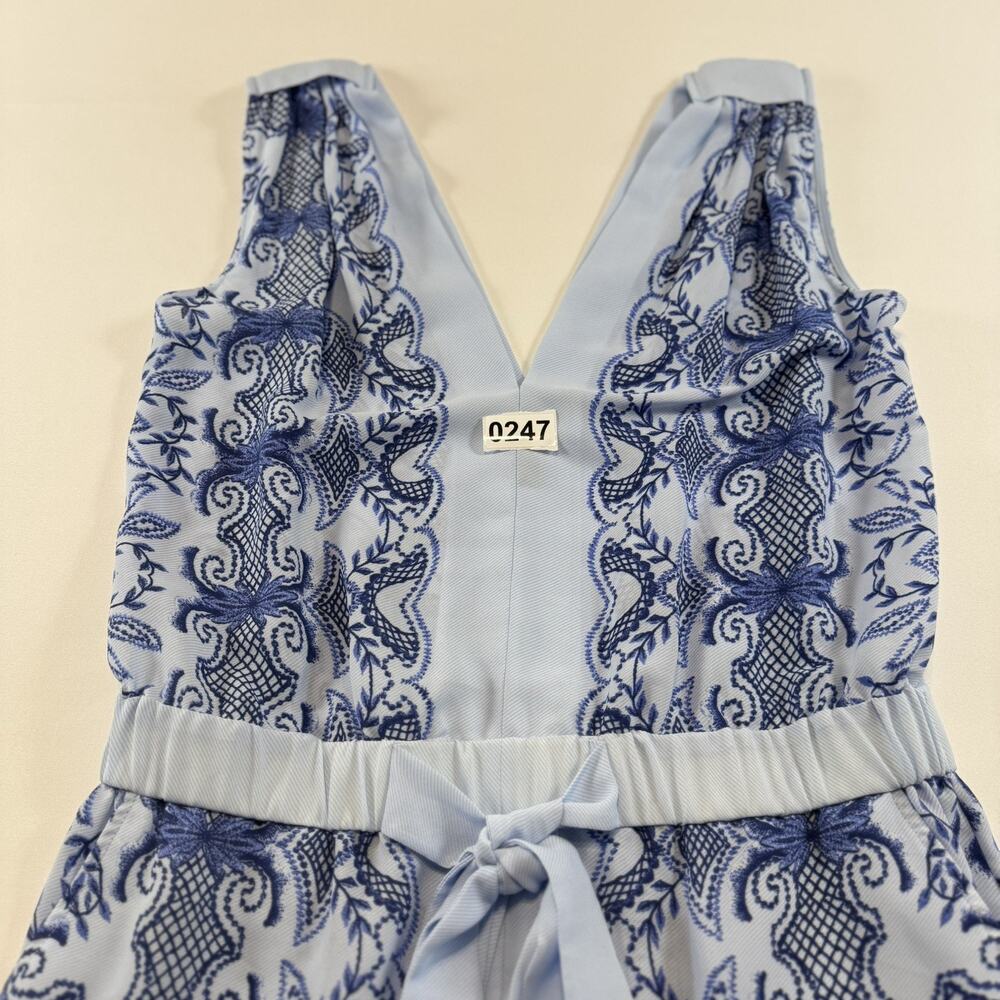 BCBG MAXAZRIA SIZE XS VANCE PRINTED V-NECK ROMPER LIGHT OASIS - Picture 11 of 13
